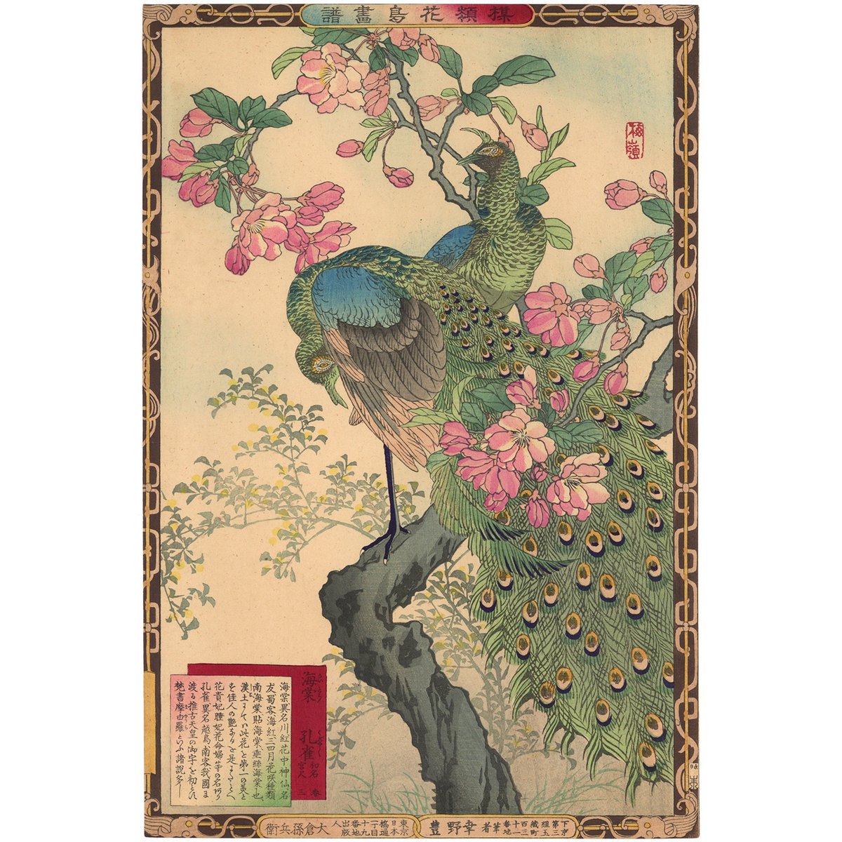 楳嶺 「楳嶺花鳥画譜 海棠 孔雀」 | 古美術もりみや