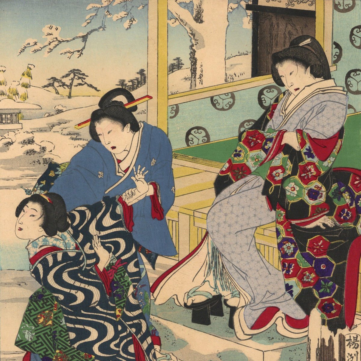 周延「雪月花 三河 岡崎の雪 築山御殿 おまん」 | 古美術もりみや