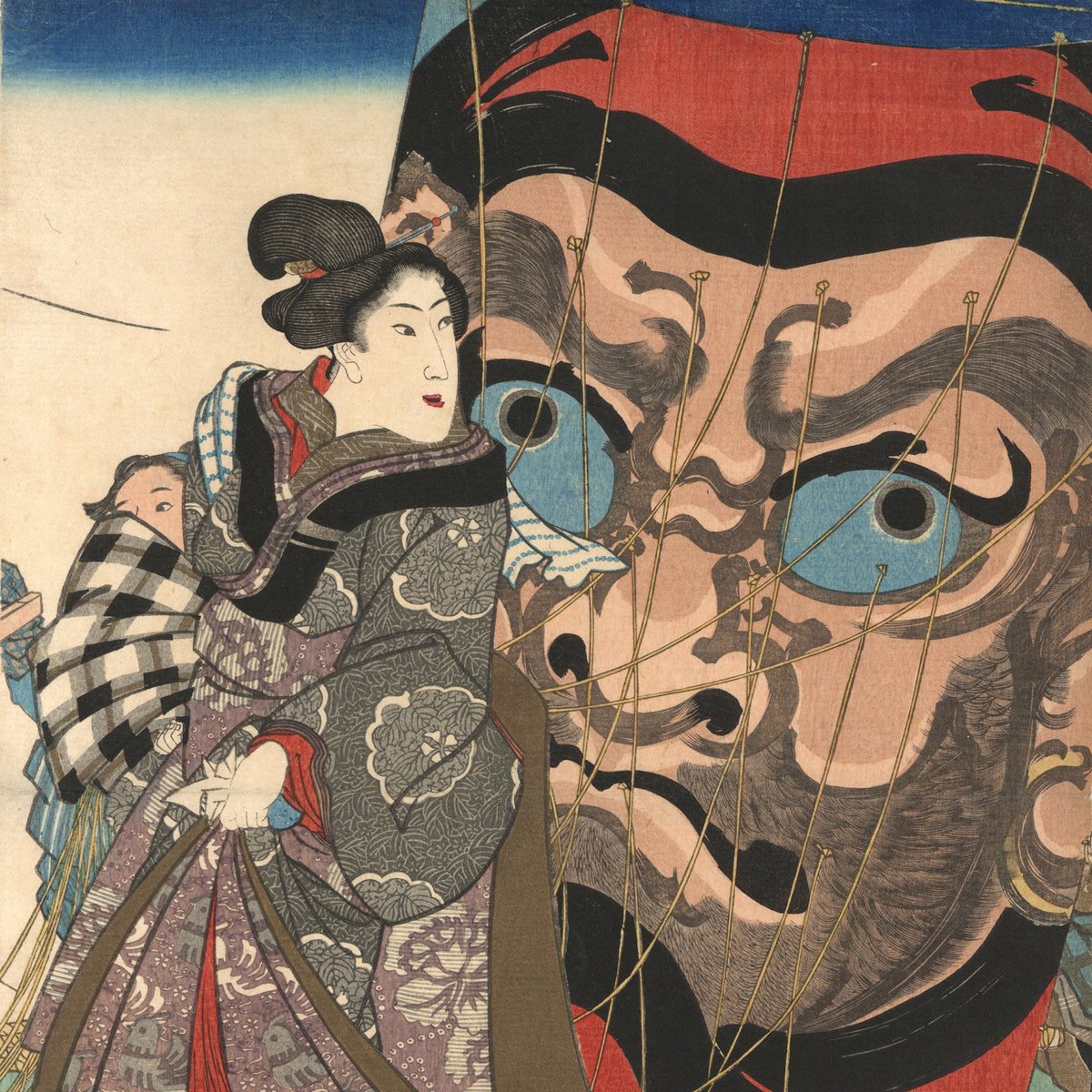 浮世絵 　「五節句の内　睦月」　五渡亭　国貞　３枚続 五渡亭国貞役者絵展」 | 山田書店美術部オンラインストア