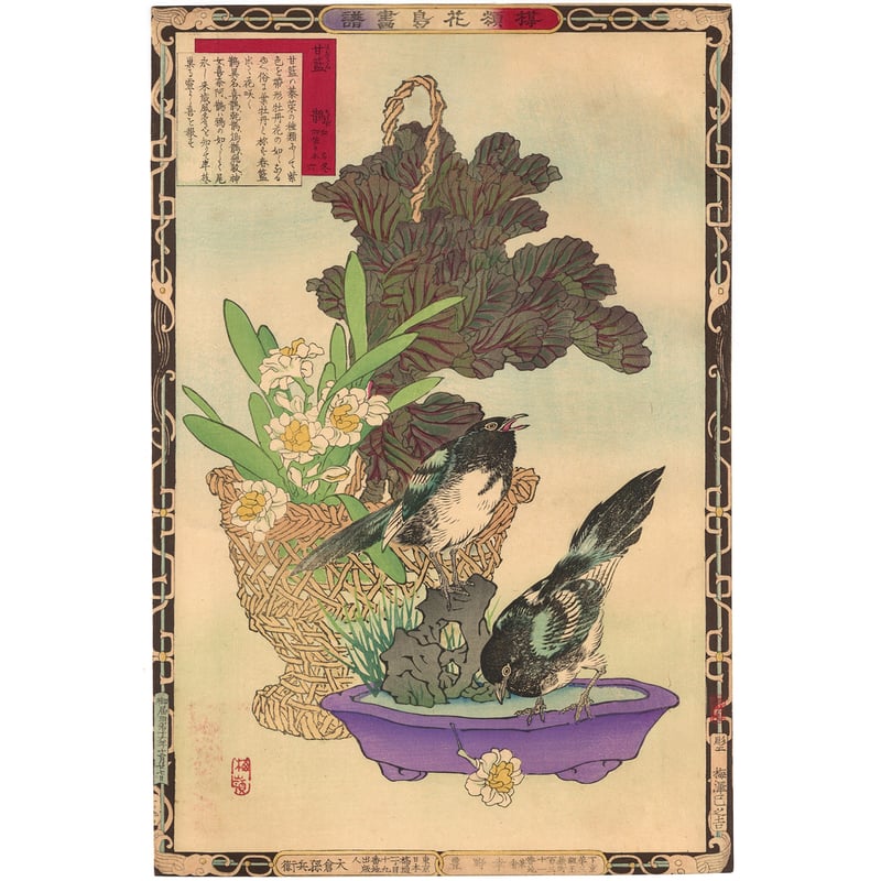 楳嶺 「楳嶺花鳥画譜 甘藍 鵲」 | 古美術もりみや