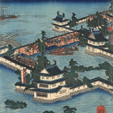 芳虎 「水攻防戦之図」  -高松城水攻め-