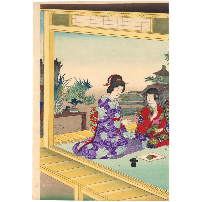 楊洲周延 【倭風俗女禮式】 一枚　明治25年　美人絵　版画　浮世絵　額付 メルカリ 楊洲周延 【倭風俗女禮式】 一枚 明治25年 美人絵 版画
