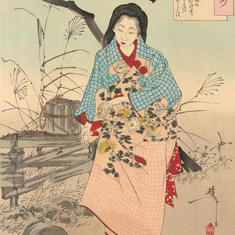 女流俳人 長谷川かな女 洋画家伊藤慶之助画 肉筆掛軸 表具傷みあり 花梨 女流俳人 長谷川かな女 洋画家伊藤慶之助画 肉筆掛軸 表具傷み