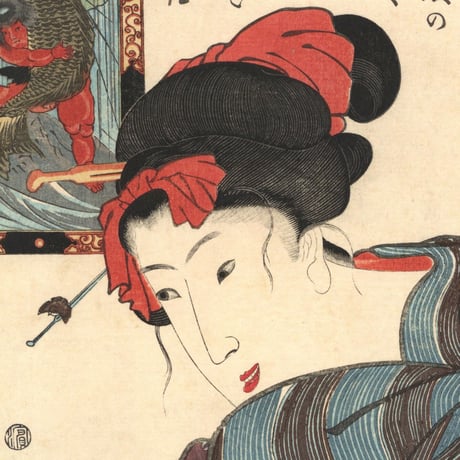 国芳 「大願成就有ヶ瀧縞　金太郎と鯉」