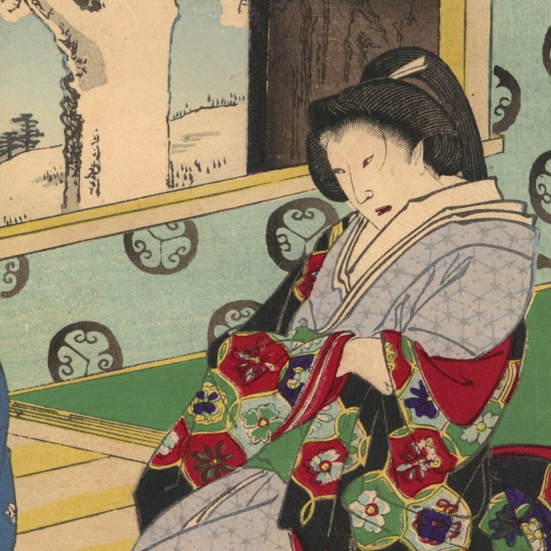 周延「雪月花 三河 岡崎の雪 築山御殿 おまん」 | 古美術もりみや