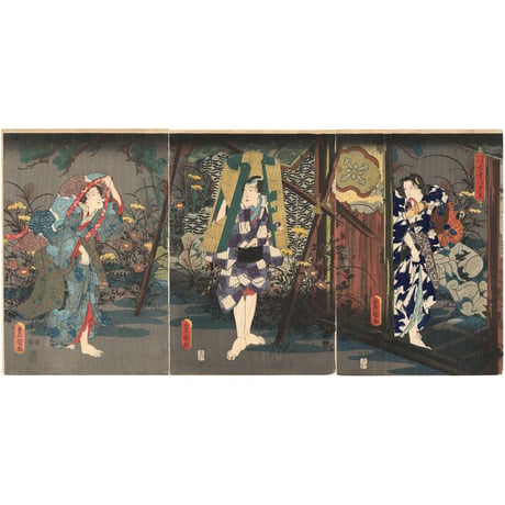 豊国三代 「四季の内　古寺の夕立」