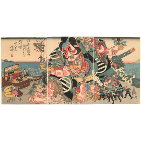 貞秀 「浅草金龍山境内において大人形ぜんまい仕掛の図」