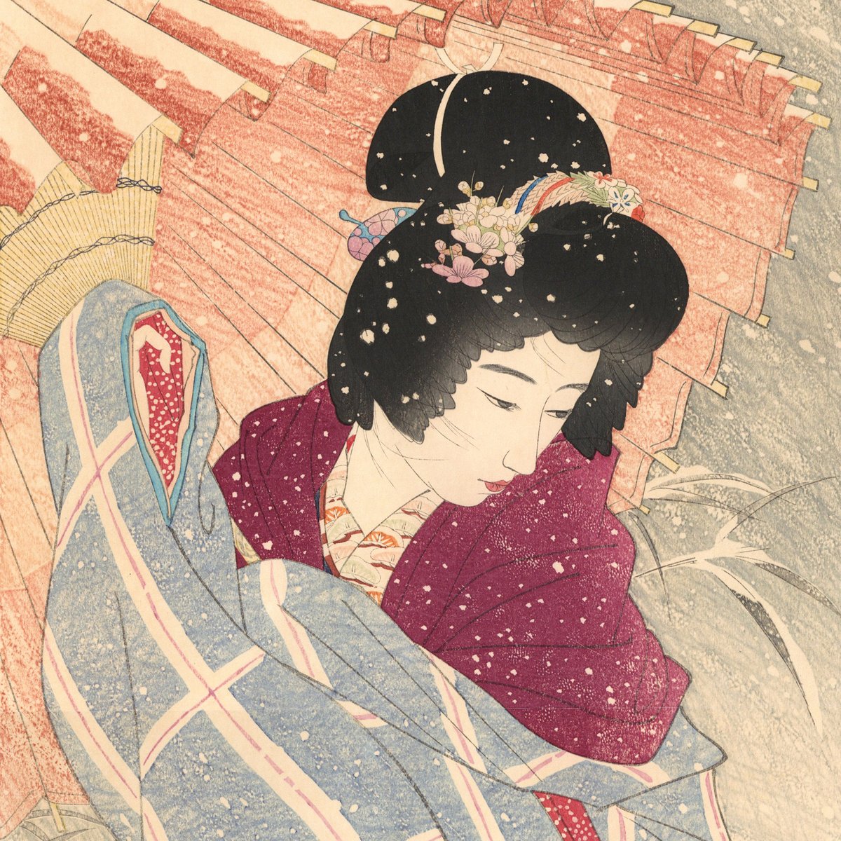 伊東深水 「現代美人集第二輯 吹雪」 | 古美術もりみや