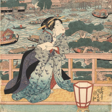 国貞 「両国夕すずみの光景」