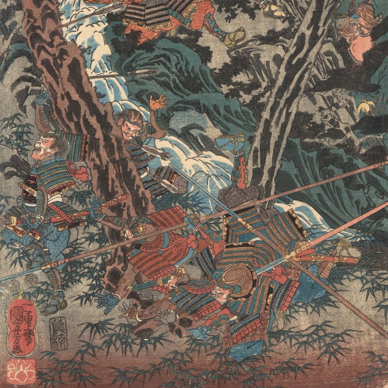 8図 弘化嘉永『山崎・賤ヶ岳の合戦図 絵半切』戦国武将 浮世絵
