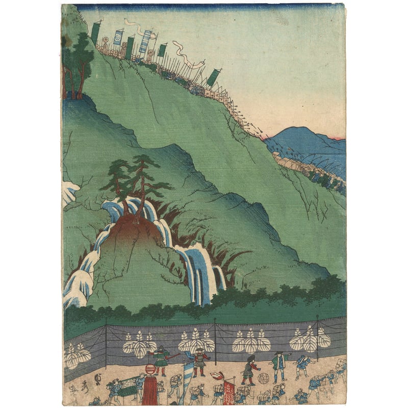 ▲01)【同梱不可】後三年合戦絵詞 上之巻/建築工芸協会美術刊行部/大正9年/掛軸/飛騨守惟久/木箱入り/巻物/A 貞秀 「真柴久吉箱根山エ発向而合戦之図」 | 古美術もりみや