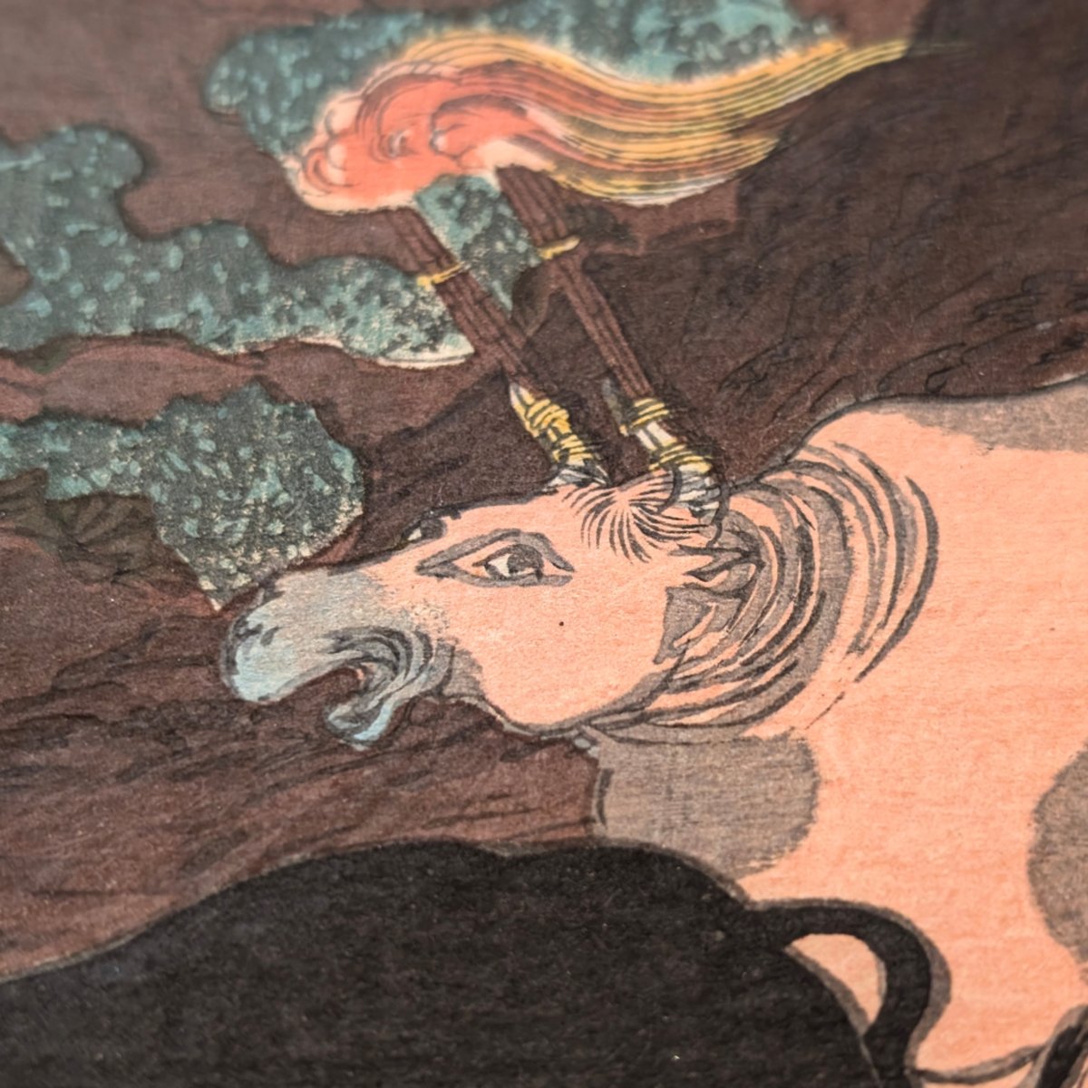 浮世絵 木版画 加賀国倶利伽羅合戦図 歌川芳虎画 木曽義仲 初摺に近い品