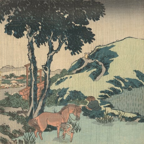 国貞 「五月雨の景」