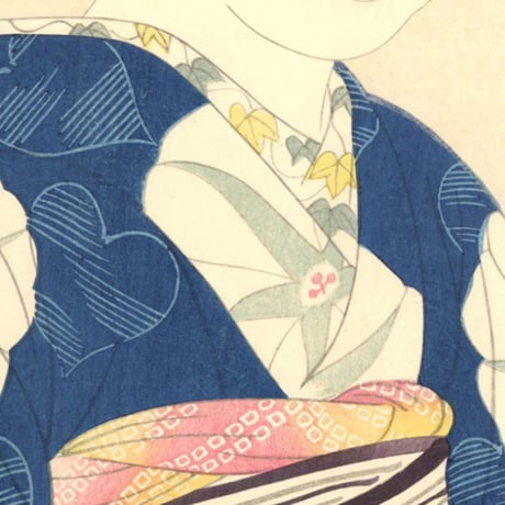 渡辺幾春 「昭和美女姿競　秋初月　蝉の声」