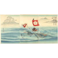 清親 「明智左馬之助光春湖水乗打唐崎松之図」