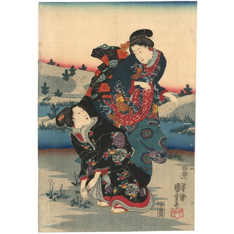 国芳 「奥庭乃摘草」