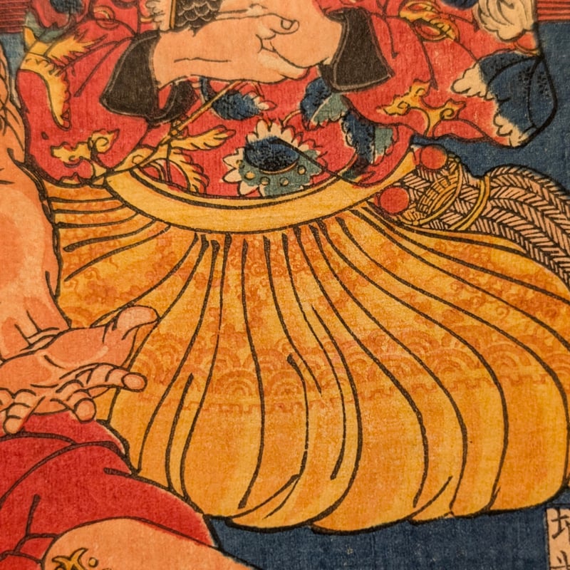 絵画　水妖　貴重　100cm×75cm 国芳 「水滸伝豪傑百八人 地煞星七十二員八枚内 十二枚内七」 | 古美術