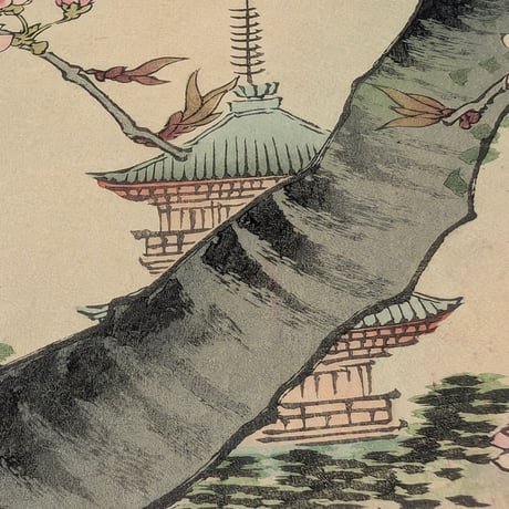 楳嶺 「楳嶺花鳥画譜　糸桜　啄木鳥」