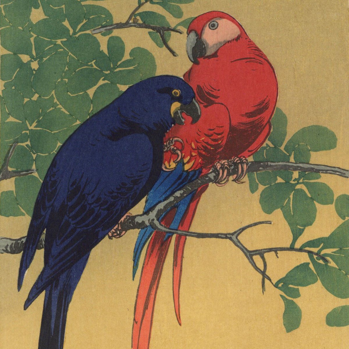 伊藤総山 「二羽のインコ」 | 古美術もりみや