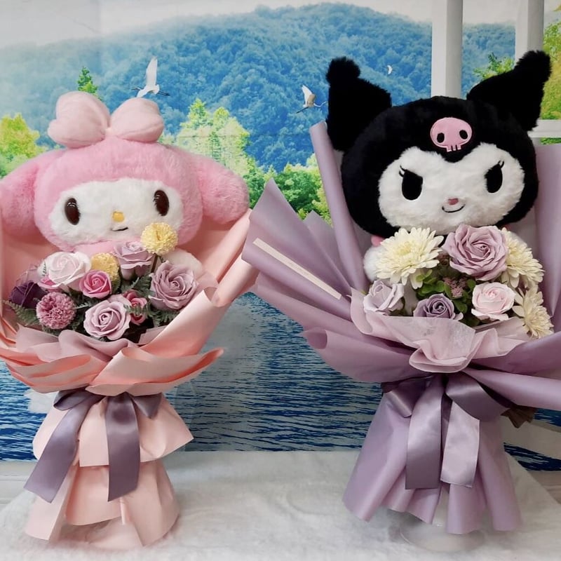 【VVページ】入園卒園☆ぬいぐるみ花束☆スマイルフラワー☆ブーケ　花束 20本ブーケ_人形花束_スマイルフラワー_ぬいぐるみ花束