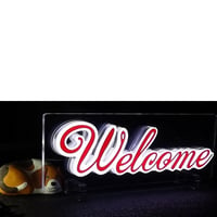 クリスタルLEDボード【Welcome】　横１０cmｘ縦２８㎝ 　 価格は税込み