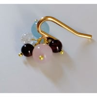 ポニーフック　ローズクォーツ　アクアマリン　ガーネット　クラック水晶