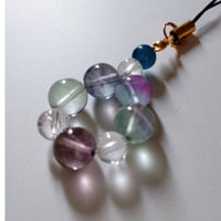 フローライト＆ブルーアパタイト＆水晶ストラップ