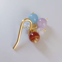ポニーフック　レアインカローズ＆クンツァイト＆アクアマリン＆クラック水晶