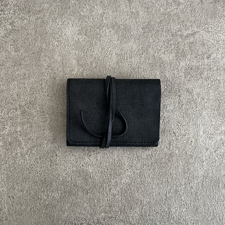 二つ折り財布　  黒×ピスタチオ（紐） ＜B＞