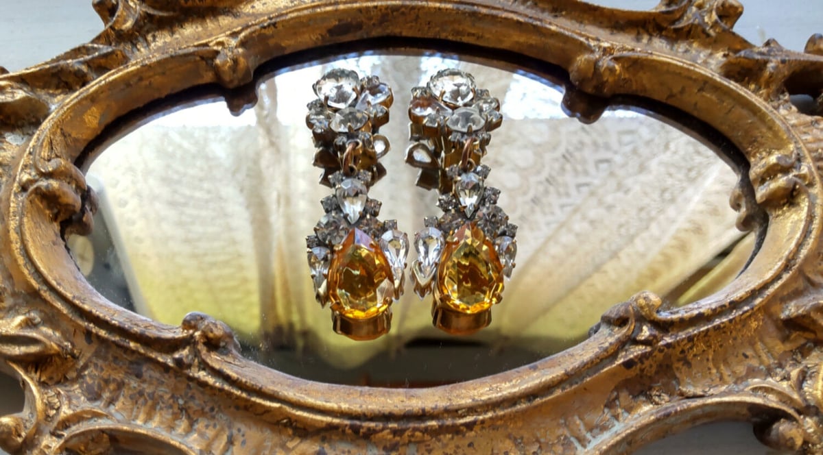 ヴィンテージラインストーンイヤリング | Jasmin Jewelry