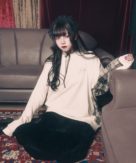 切り替えチェックスウェット (White）