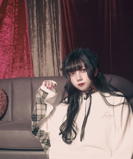 切り替えチェックスウェット (White）