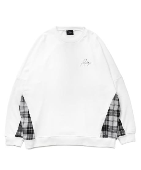 切り替えチェックスウェット (White）