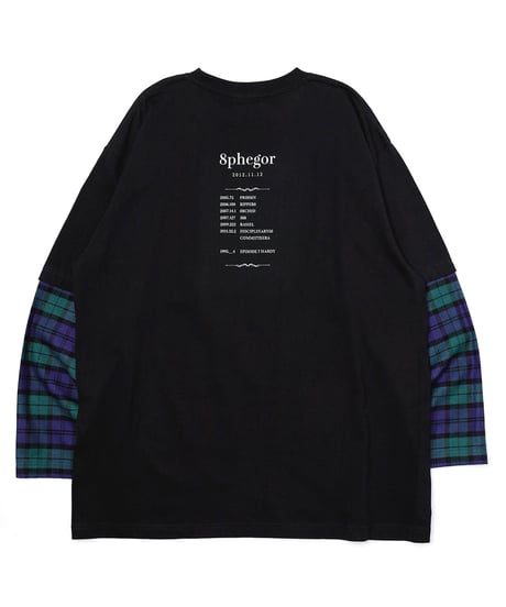 チェックガラドッキングロンT(Black）