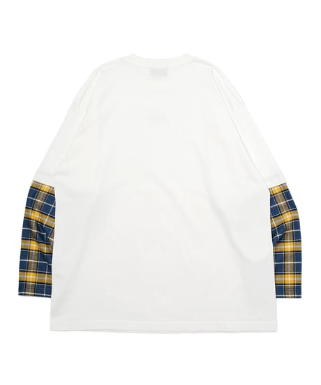 チェックガラドッキングロンT(White）