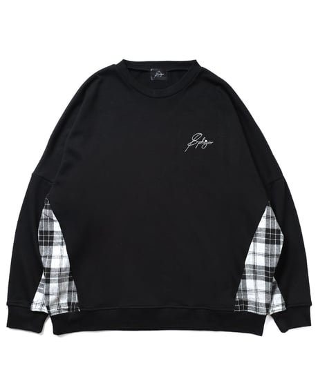 切り替えチェックスウェット (Black）