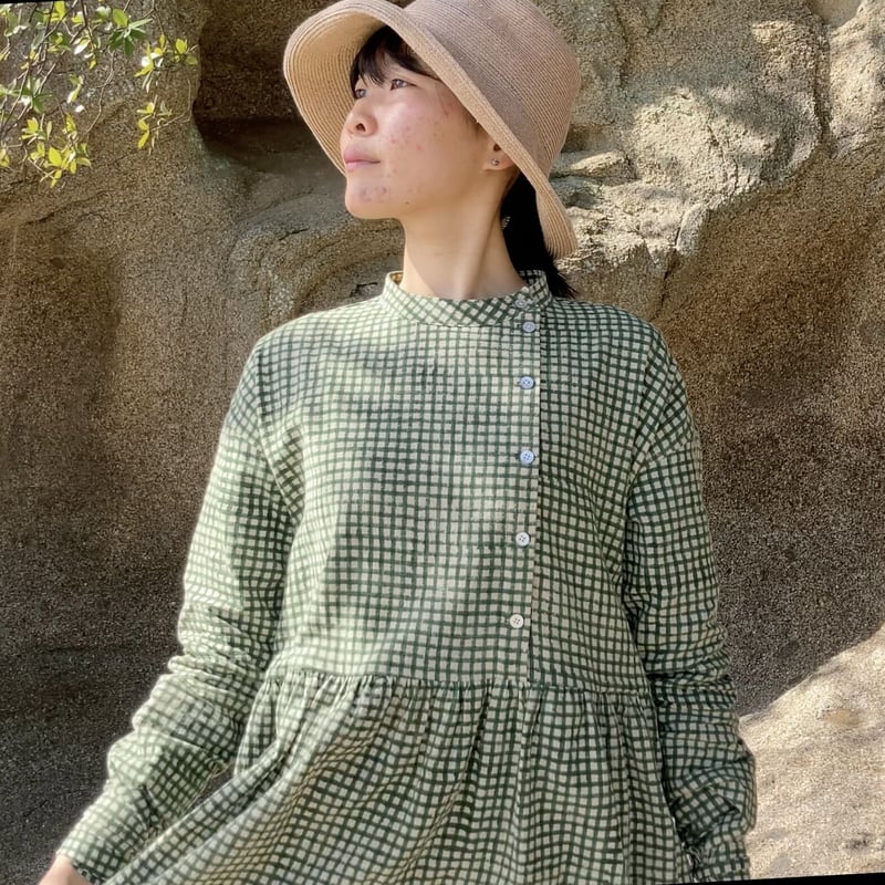 ギンガムチェックワンピース 畑ワンピース【ギンガムチェック】 | weeds vegetable garden ONLIN