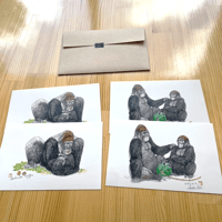 阿部知暁さん作 ニシゴリラ ポストカードセット（4枚入り）