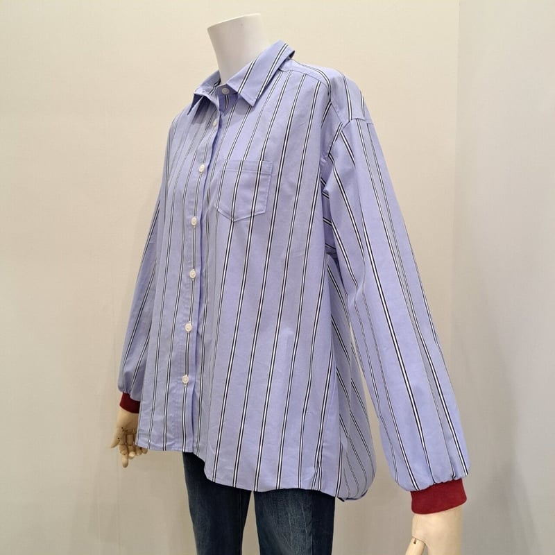 civilise ストライプ袖リブ変形ブラウス | Sur sa Lancèe