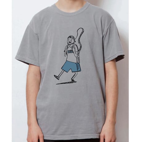 アイムギタリスト"イラスト" ウォッシュ加工 Tシャツ グレー　送料¥185