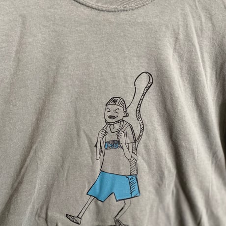 アイムギタリスト"イラスト" ウォッシュ加工 Tシャツ グレー　送料¥185