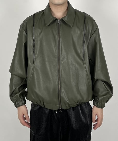(予約商品)  Double Zipper Leather Jacket