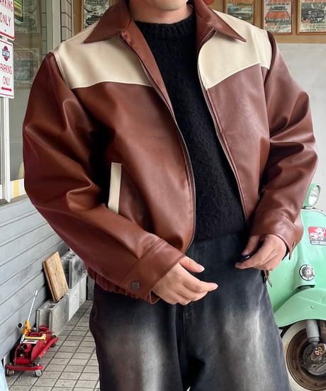 Ron Collar Leather Jacket