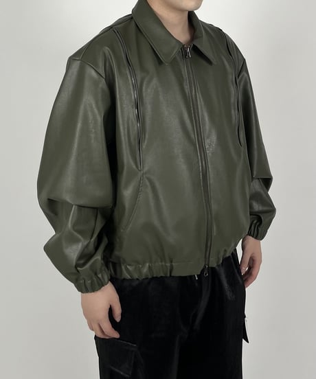 (予約商品)  Double Zipper Leather Jacket