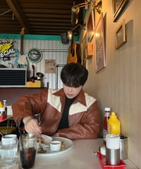 Ron Collar Leather Jacket