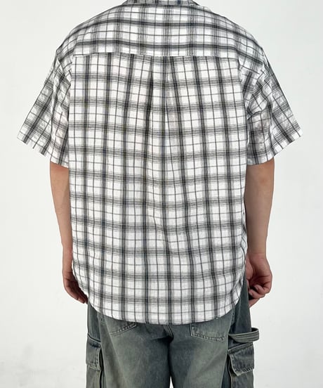 Tartan Checkered Short-Sleeved Shirt - white -