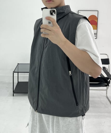 Goff Neck String Vest  -  2color  -  (gray)