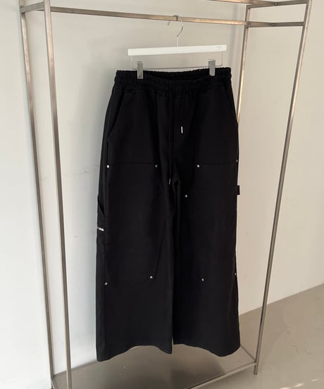 Zip-work cotton double knit pants 2color  -  Black -