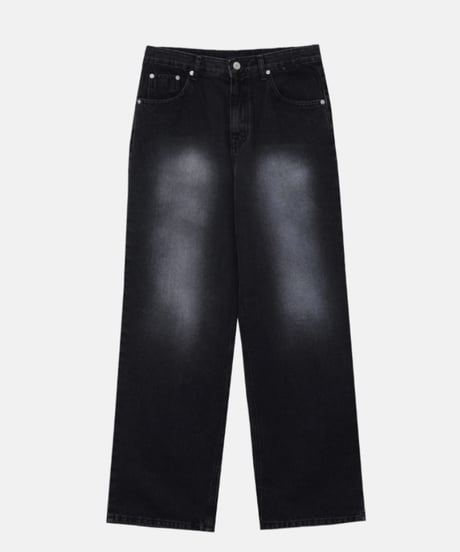 Brush wide denim pants  -  Black  -
