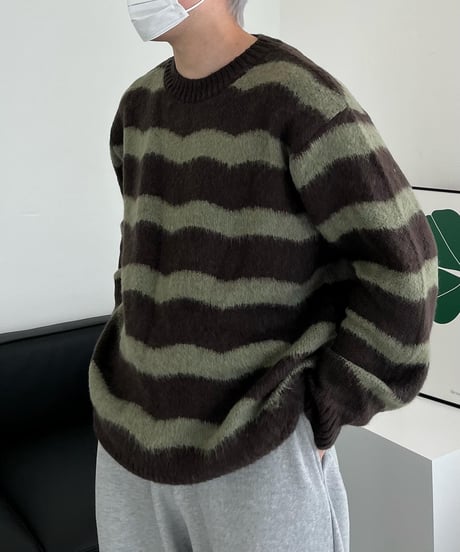 Green Brown mohair  Knit